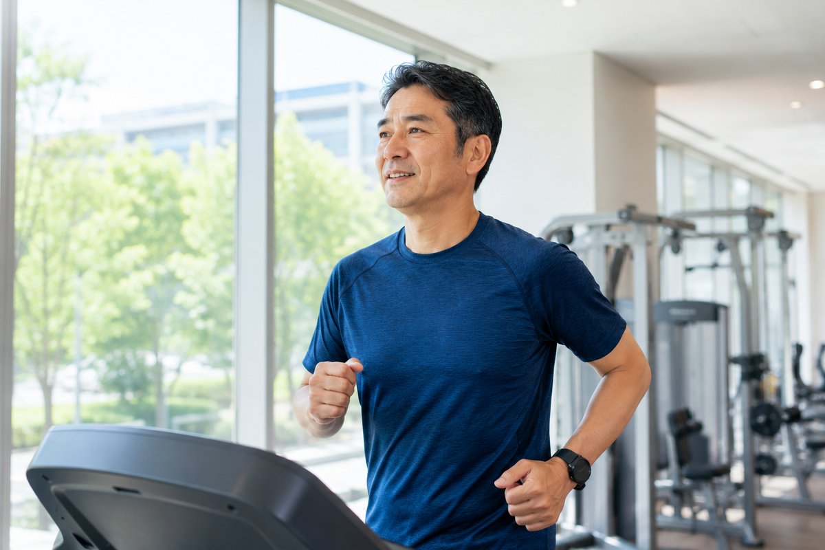 活動的に体を動かす中高年男性